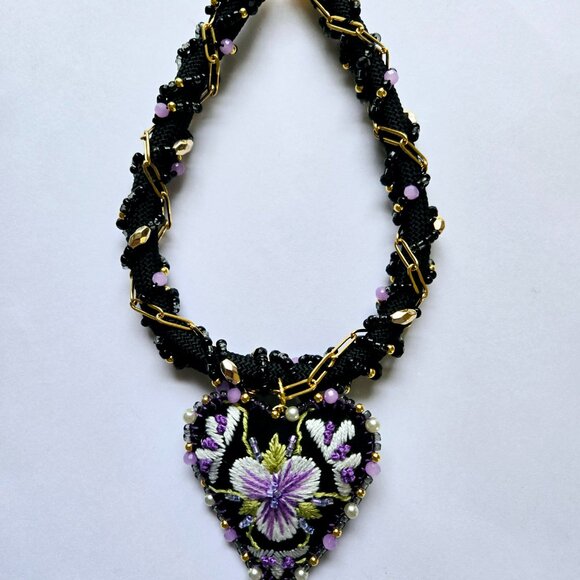 Hand Embroidered Mexican Necklace - Picture 3 of 5